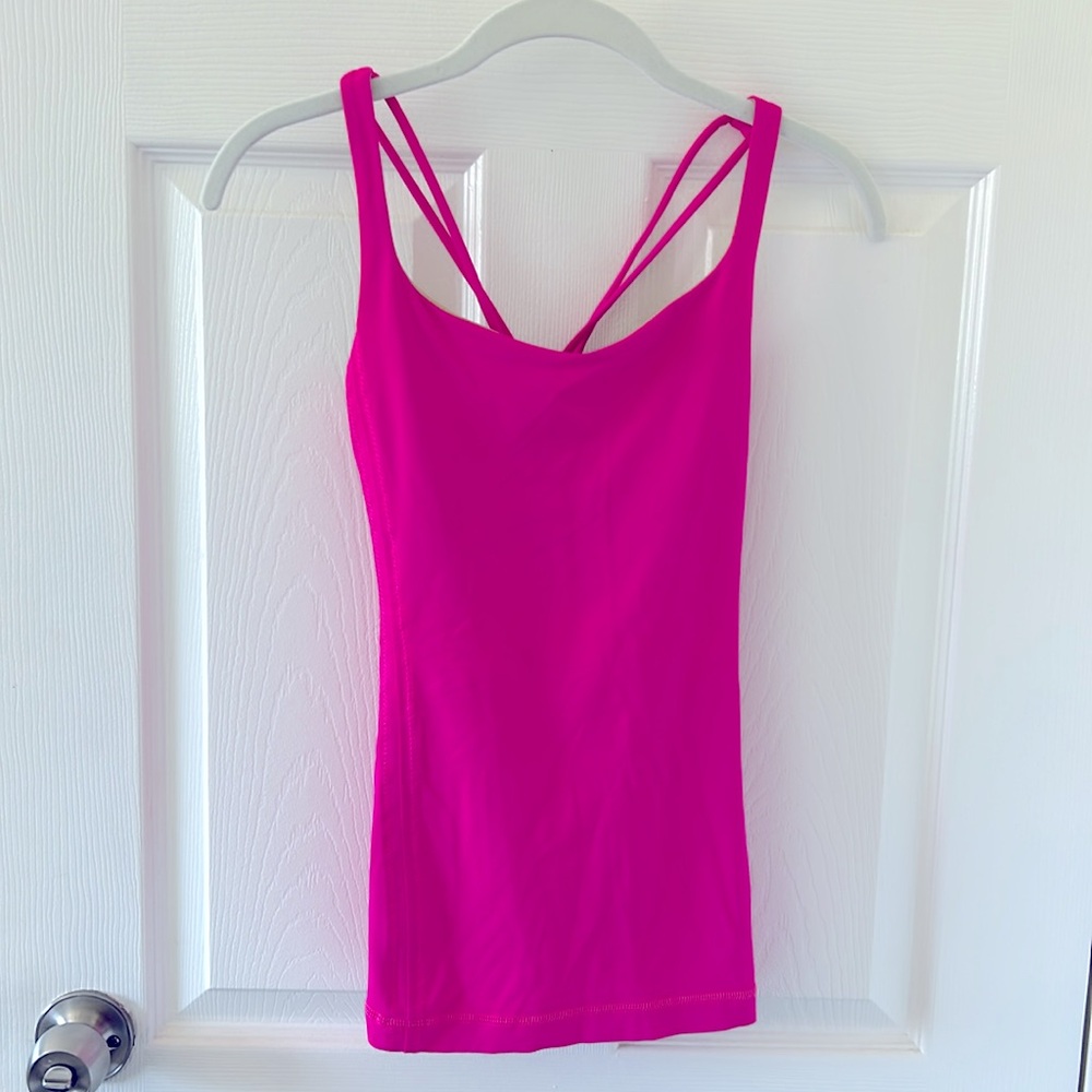 Lululemon hot pink tank with criss cross straps